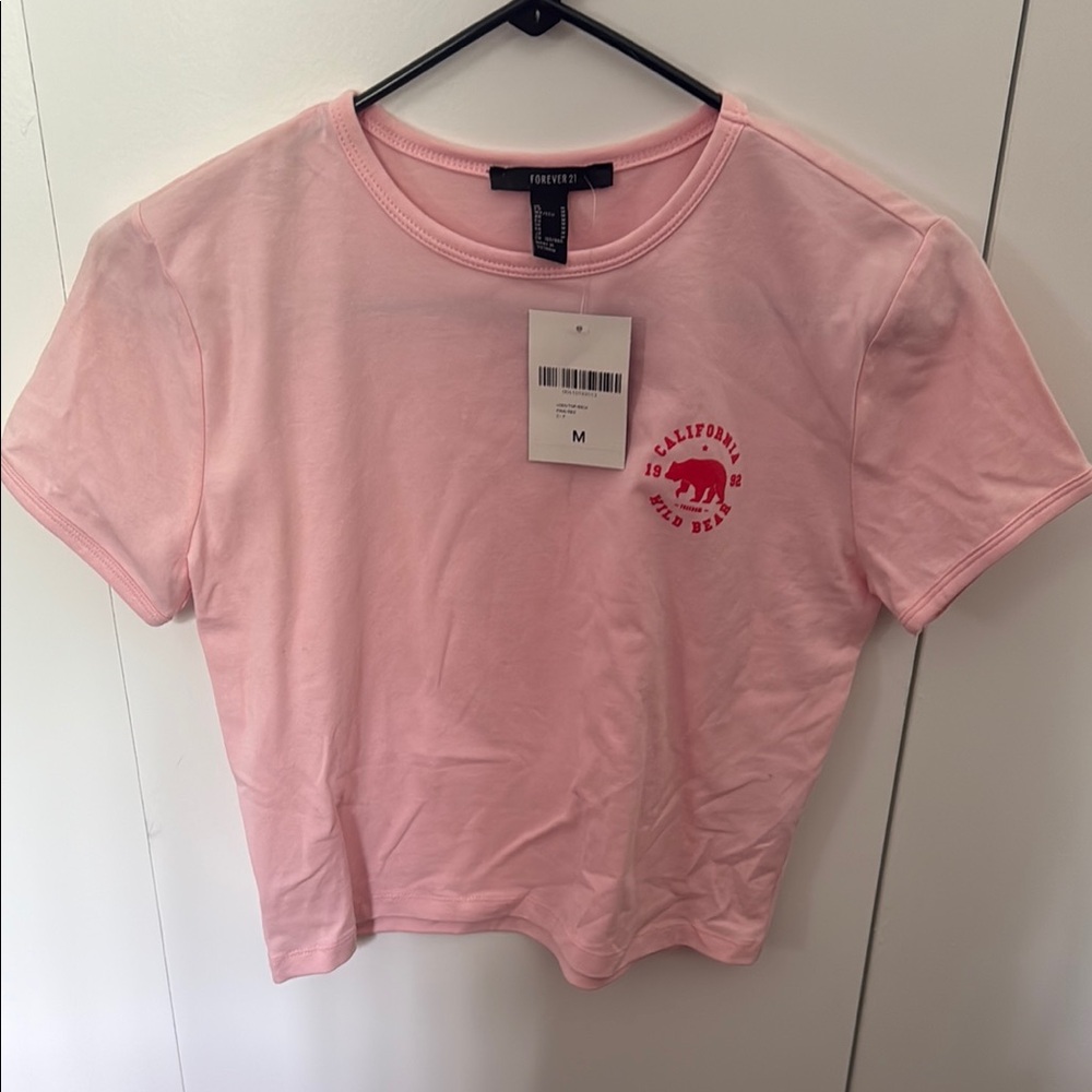 Forever 21 Pink Crop Graphic T-Shirt